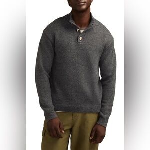 Lucky Brand Men's Charcoal Henley Crewneck Sweater